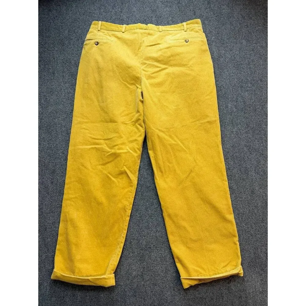 Faconnable Corduroy Pants Yellow Mustard Pleated Men's Size 38x48 Vintage